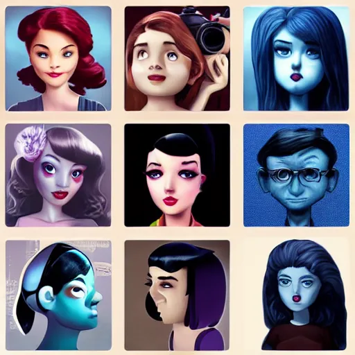 Image similar to Lofi actress headshot, Pixar style by Tristan Eaton and Stanley Artgerm and Tom Bagshaw and Tim Burton