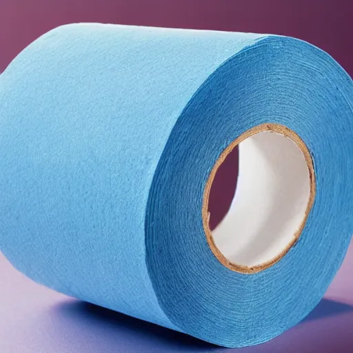 Prompt: a blue toilet paper