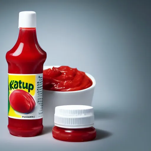 Prompt: advertisement for ketchup eye drops, product photography