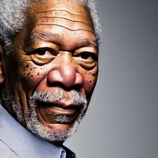 Prompt: closeup studio photograph of morgan freeman, dramatic lighting, edited in photoshop