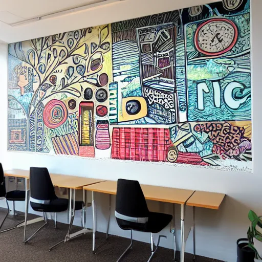 Prompt: mural for office cafe - w 1 0 2 4