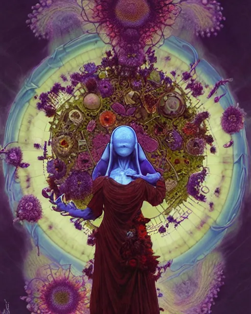 Image similar to the platonic ideal of flowers, rotting, insects and praying of cletus kasady carnage thanos dementor wild hunt doctor manhattan chtulu mandelbulb mandala ponyo spirited away bioshock davinci, d & d, fantasy, ego death, decay, dmt, psilocybin, art by artgerm and greg rutkowski and alphonse mucha