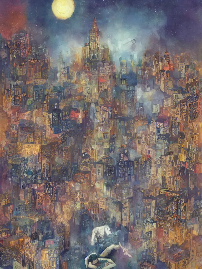 Image similar to demons dream of sleeping in a beautiful city, jack butler, chris gwaltney, dominic besner, surreal