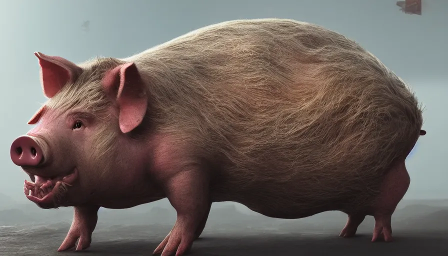 Image similar to hybrid of a happy pig and sad tank, beautiful detailed face, ultra realistic, concept art, intricate details, serious, highly detailed, photorealistic, octane render, 8 k, unreal engine.