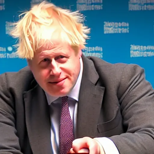 Image similar to boris johnson covered in milkshake, very sad and angry hd press conference