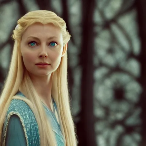 Image similar to galadriel from lord of the rings, movie still, 4 k