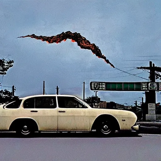 Prompt: “ a still of gojira, gta iii graphics aesthetic ”