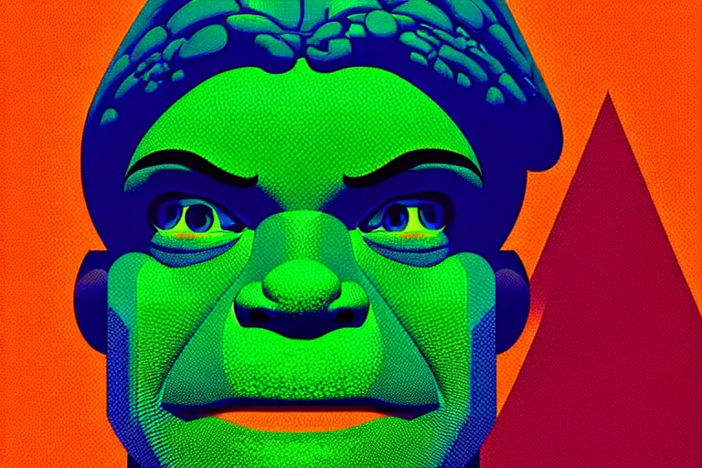 Prompt: ( ( dither ) ), editorial pixel art portrait of an angled 2 d shrek, modern art deco, ( ( mads berg ) ), christopher balaskas, victo ngai, rich grainy texture, detailed, dynamic composition, wide angle, matte print, art nouveau, unreal engine