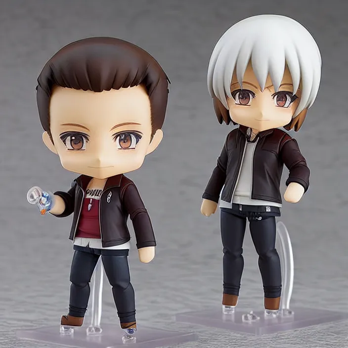 Image similar to Anime Nendoroid figurine of ELON MUSK Wearing Leather Jacket, fantasy, figurine , product photo