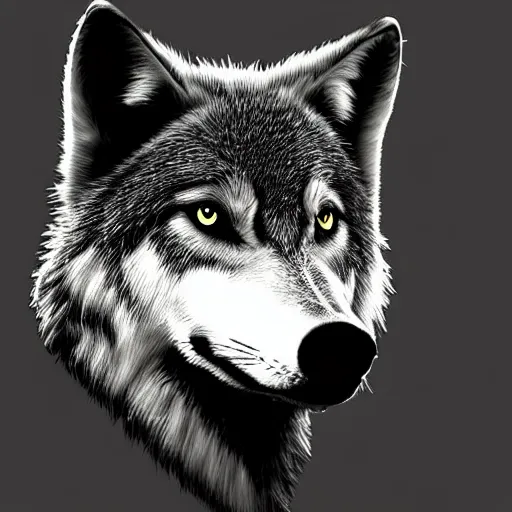 Prompt: a wolf, dark minimalism