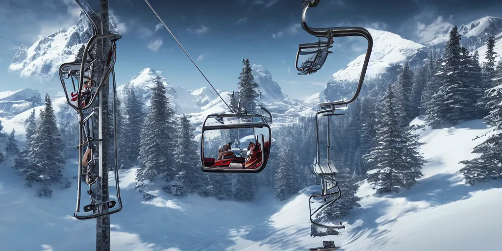 Image similar to spare parts for ski lift, fantasy style, 4 k,