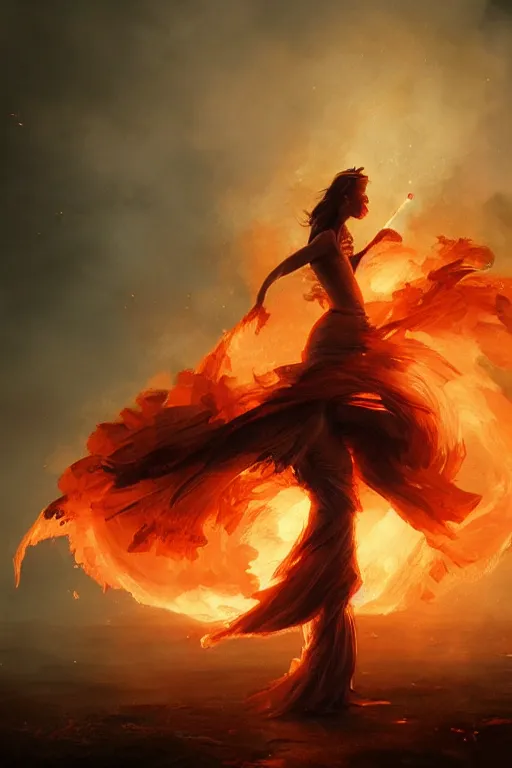 Image similar to fire dancer in the wind by artgem and greg rutkowski, light cone, reimagined by industrial light and magic