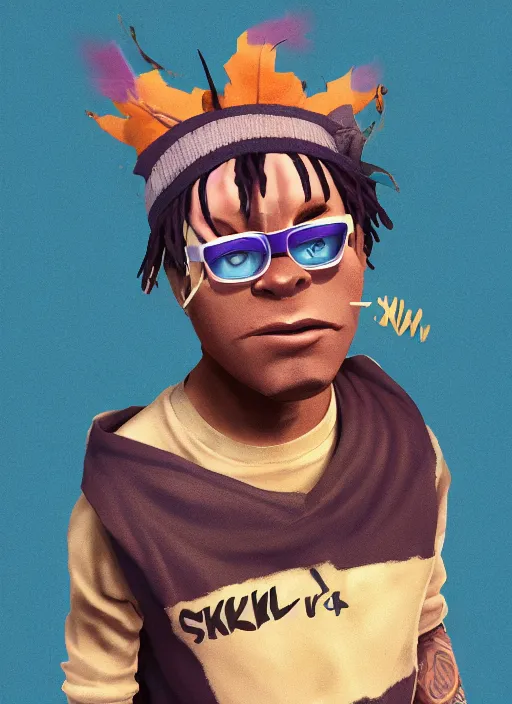 Image similar to ski mask the slump god as a fall guys character, au naturel, hyper detailed, digital art, trending in artstation, cinematic lighting, studio quality, smooth render, unreal engine 5 rendered, octane rendered, art style by klimt and nixeu and ian sprigger and wlop and krenz cushart