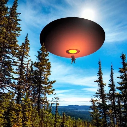 Image similar to a ufo spotted in the sky in the canadian rockys, 4k, high detail, high-resolution photograph, professional photography, ultra-detail