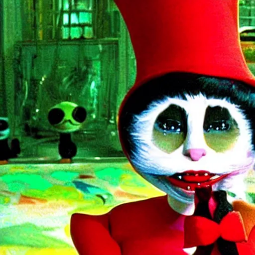 Image similar to movie still of lady gaga in cat in the hat 2003