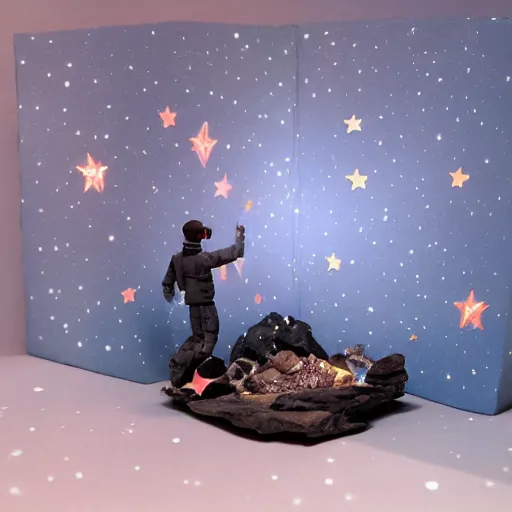 Prompt: Liminal space in outer space diorama