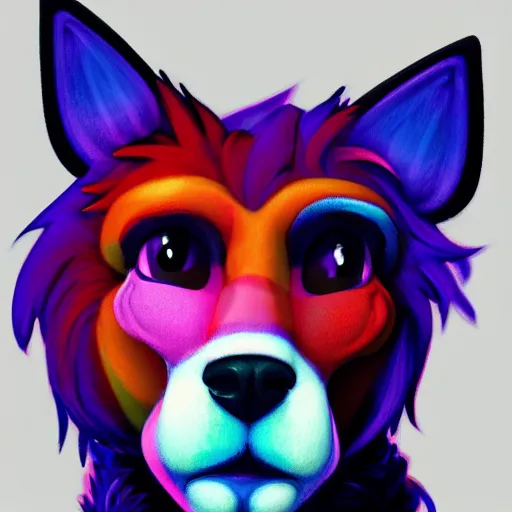 Prompt: art of an anthropomorphic furry style colorful dog fursona, profile picture, Falvie, fleurfurr, trending on artstation