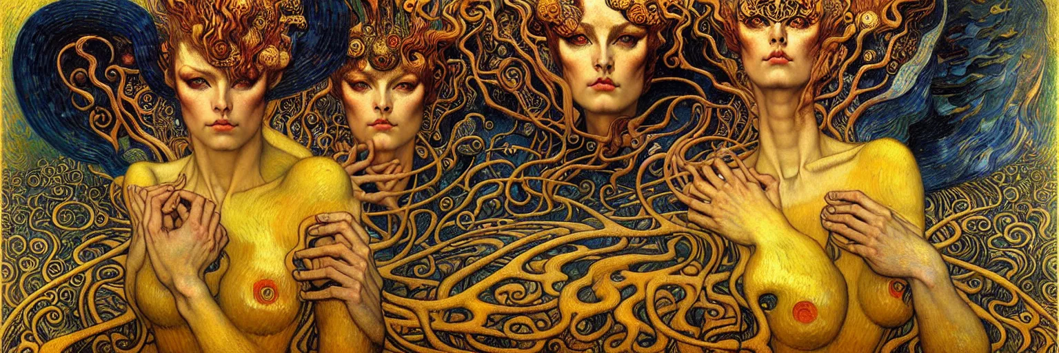 Image similar to Divine Chaos Engine by Karol Bak, Jean Delville, William Blake, Gustav Klimt, and Vincent Van Gogh, symbolist, visionary