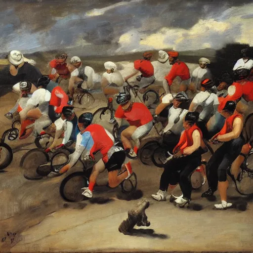 Prompt: the peloton class, by velasquez