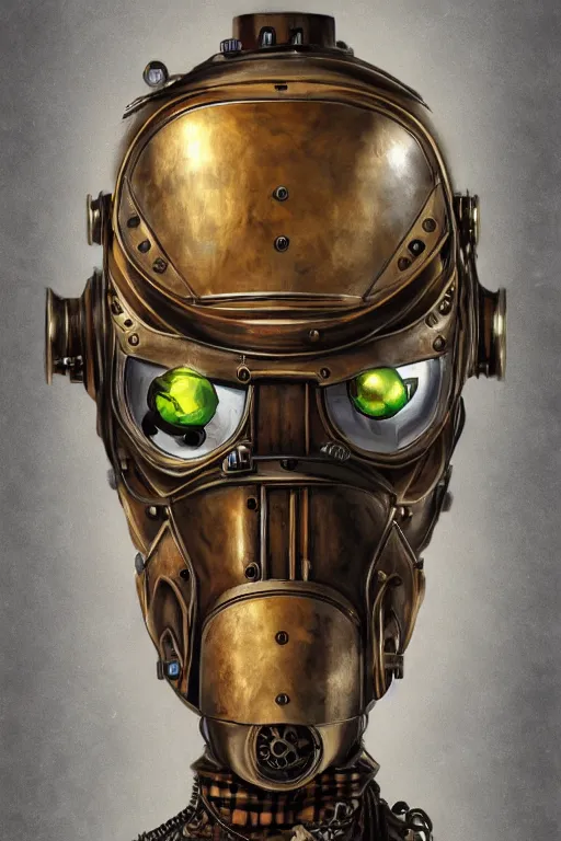 Image similar to steampunk helmet fantasy art mask robot ninja stylized digital illustration sharp focus, elegant intricate digital painting artstation concept art global illumination ray tracing advanced technology chaykin howard and campionpascale and cooke darwyn and davis jack