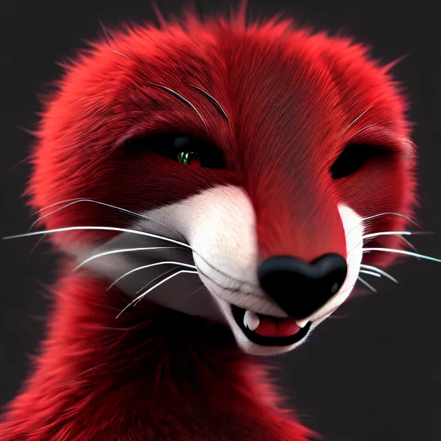 Image similar to furry - male - red - black - weasel - geistcaller - fursona uhd ue 5 visual novel pc game expressions, photorealistic