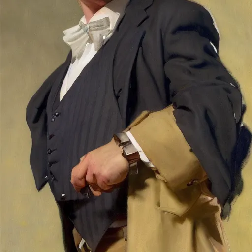 Prompt: saul goodman, better call saul, dynamic pose of lawyer, long shot, face detail by theodore ralli and nasreddine dinet and anders zorn and nikolay makovsky and edwin longsden long,, painting by sargent and leyendecker and greg hildebrandt, high detail 8 k