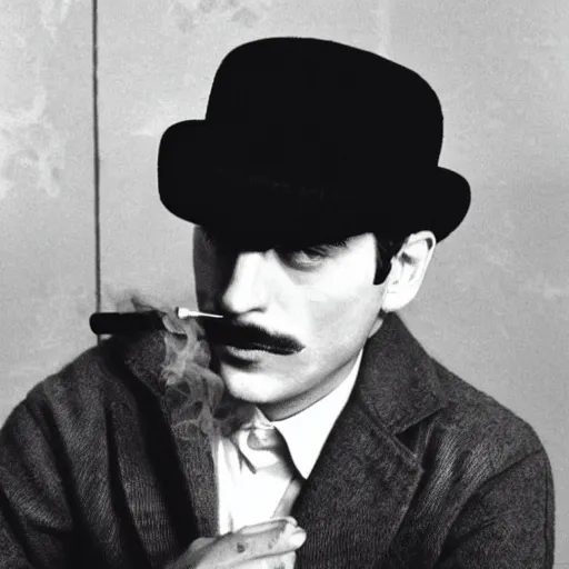 Prompt: Mario in a hat smoking in a french new wave Godard film aesthetic