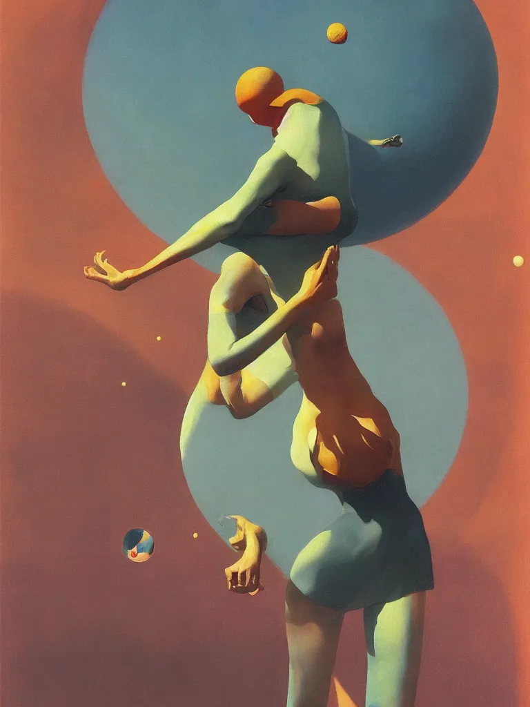 Image similar to woman wearing astronout suit and catch a planet on her hand edward hopper and james gilleard, zdzislaw beksinski highly detailed