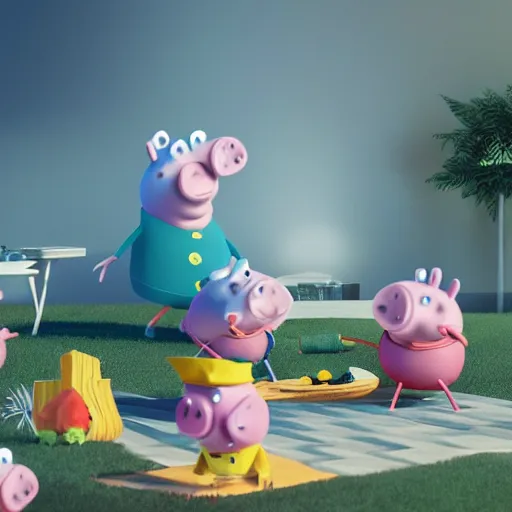 Image similar to blender, octane render, jaime troiti lopez, vitorugo, carlos ortega elizalde, ahmad merheb, peppa pig