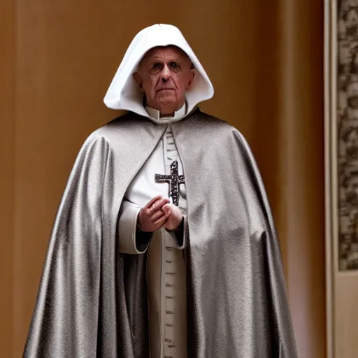 Image similar to pope benedict wearing sith cloak as chancelor palpatine in star wars episode 3, 8 k resolution, cinematic lighting, anatomically correct