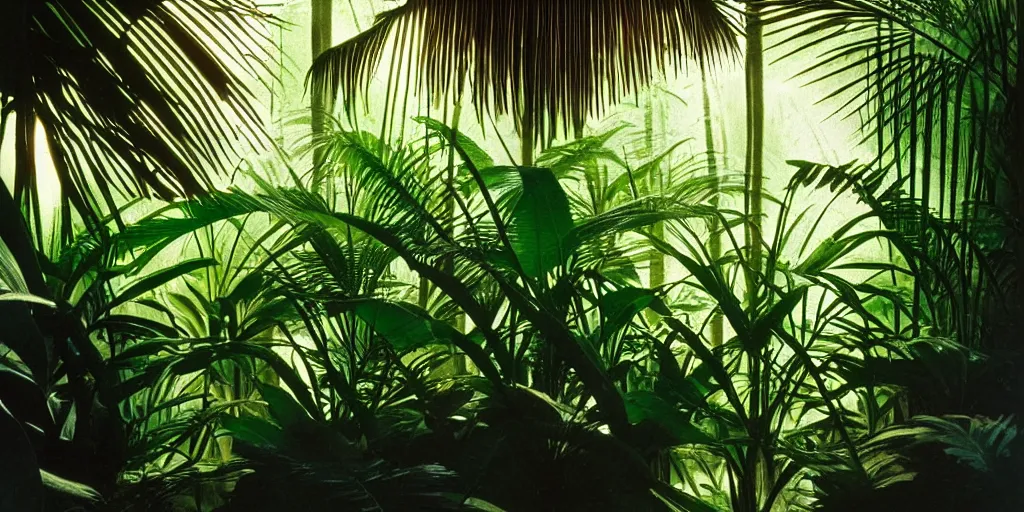 Image similar to lush tropical forest, against light, glare, bright details, contrasting, daylight, highly detailed, by dieter rams 1 9 9 0, national geographic magazine, reportage photo, natural colors