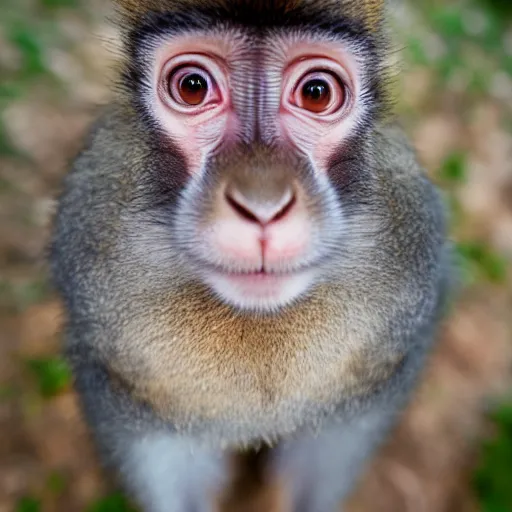 Prompt: high quality photography of rabbit cross monkey on simple blurred background from National GeoGraphic Award winning.