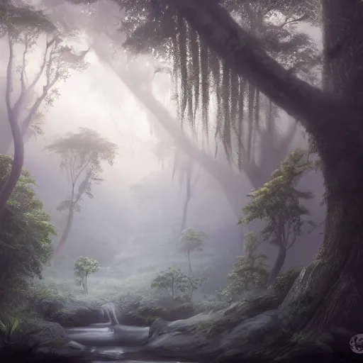 Image similar to Wild misty jungles, 8k, detailed, concept art, trending on artstation