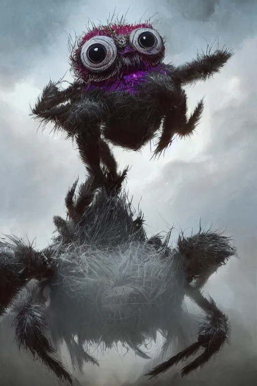 Prompt: a fancy portrait of a giant furby spider by Greg Rutkowski, Sung Choi, Mitchell Mohrhauser, Maciej Kuciara, Johnson Ting, Maxim Verehin, Peter Konig, final fantasy , mythical, 8k photorealistic, cinematic lighting, HD, high details, atmospheric,