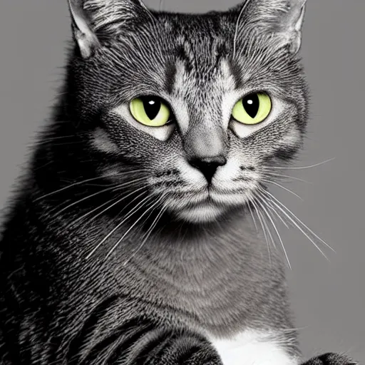 Image similar to a portrait of a very intelligent cat