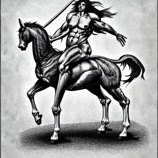 Image similar to centaur anatomy reference sheet, 8k, very detailed.