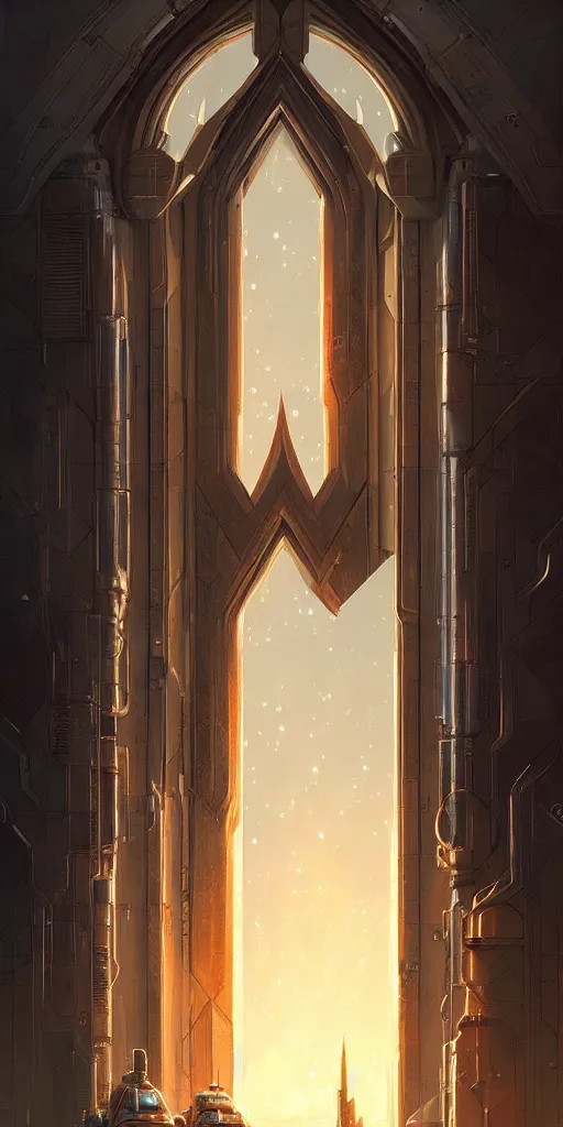 Image similar to hyper realistic ornate sci - fi double door by jordan grimmer