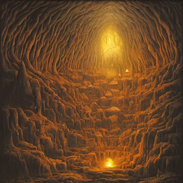 Image similar to a painting of the deepest part of hell by johfra bosschart, dark fantasy art, high detail, trending on artstation