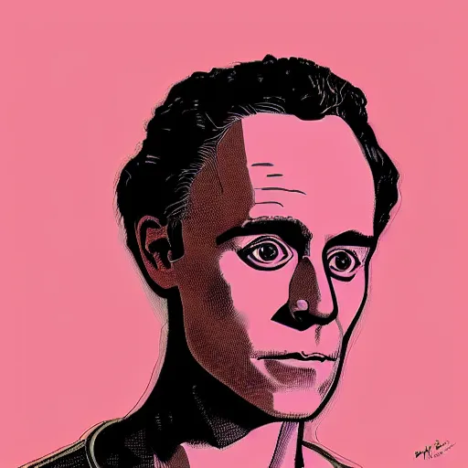 Image similar to “ tom hiddleston retro minimalist portrait by jean giraud, moebius starwatcher, comic, 8 k ”