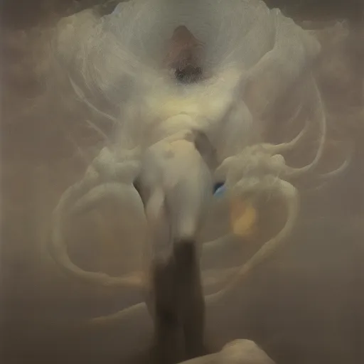 Image similar to Boreas by Zdzisław Beksiński, oil on canvas