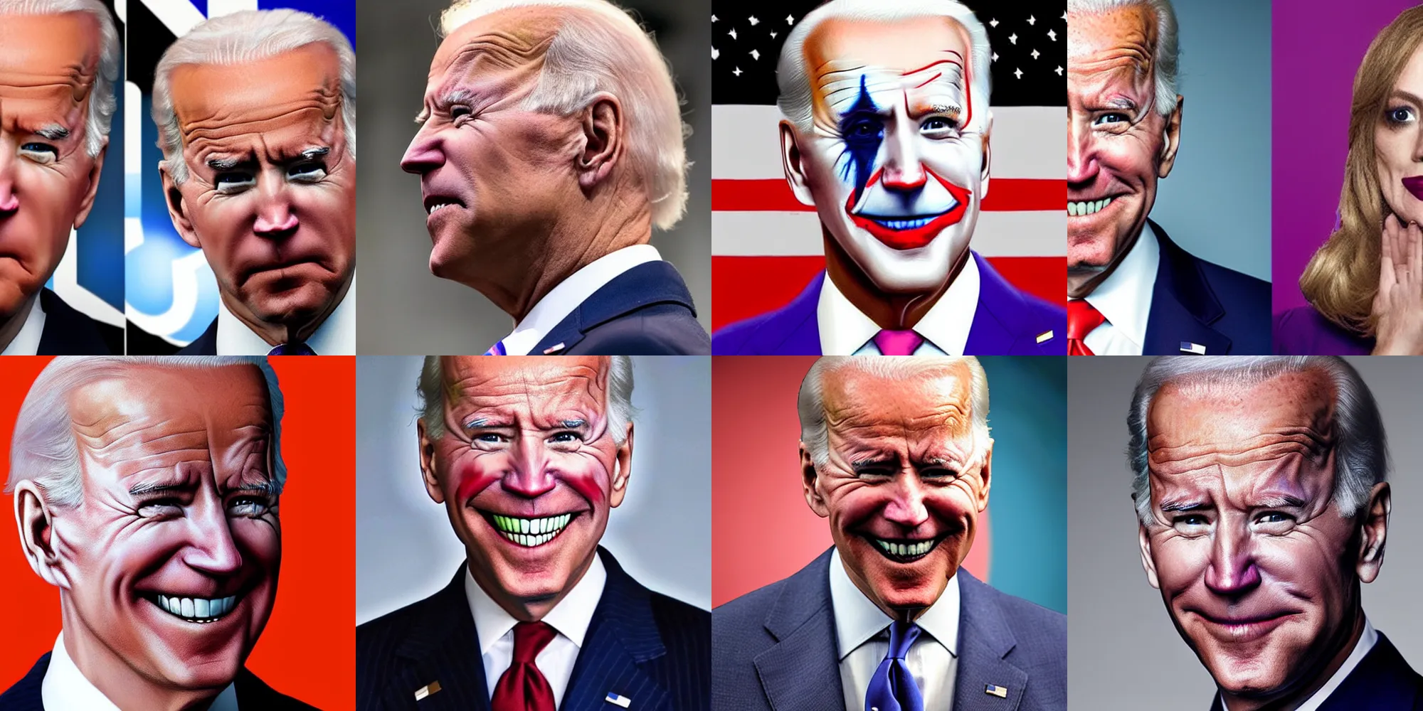 Prompt: Joe Biden in Joker makeup