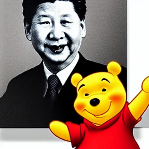 Image similar to Winnie the Pooh with the face of Xi Jinping, caricature