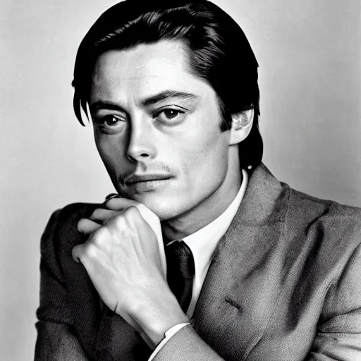 Prompt: a perfect portrait of Alain Delon