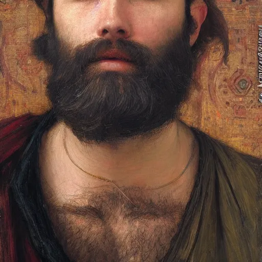 Image similar to orientalist painting of a balding bearded man with a square jaw intricate portrait by john william waterhouse and Edwin Longsden Long and Theodore Ralli and Nasreddine Dinet, oil on canvas. Cinematic, hyper realism, dramatic lighting, high detail 8k
