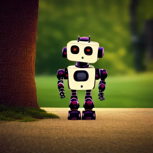 Image similar to a cute little robot consists wood. super realistic 8 k render of a elegant, cinematic composition