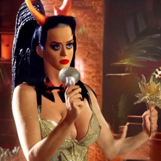 Image similar to still of katy perry as lucifer in the tv show the sandman