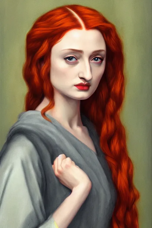 Prompt: sansa, painting by rossetti, detailed art, artstation