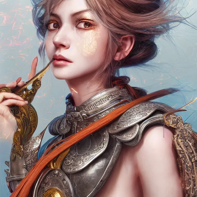 Image similar to studio portrait of neutral good colorful female cleric bard healer as absurdly beautiful, elegant, young sensual gravure idol, ultrafine hyperrealistic detailed face illustration by kim jung gi, irakli nadar, intricate linework, sharp focus, bright colors, matte, octopath traveler, final fantasy, unreal engine highly rendered, global illumination, radiant light, intricate environment