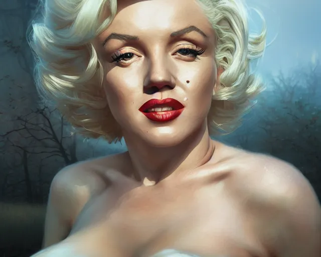 Image similar to highly detailed portrait of marilyn monroe, in the walking dead, stephen bliss, unreal engine, fantasy art by greg rutkowski, loish, rhads, ferdinand knab, makoto shinkai and lois van baarle, ilya kuvshinov, rossdraws, tom bagshaw, global illumination, radiant light, detailed and intricate environment