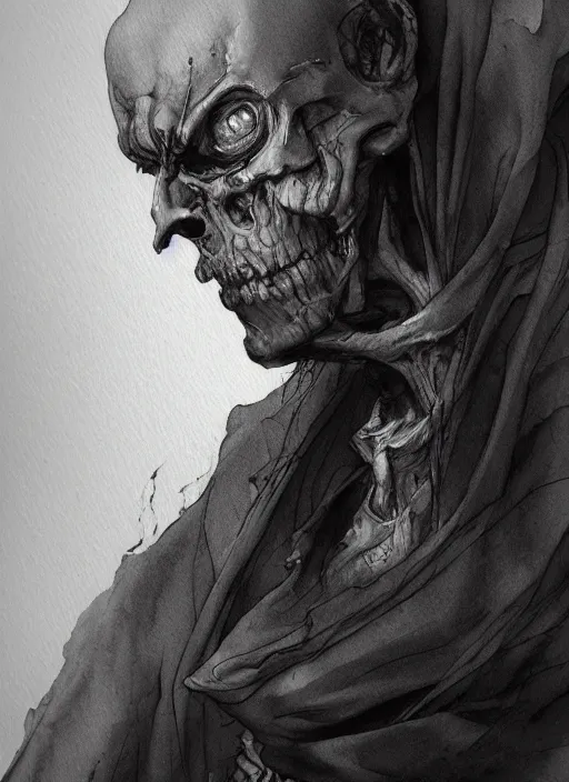 Image similar to portrait, The Grim Reaper, watercolor, dramatic lighting, cinematic, establishing shot, extremely high detail, foto realistic, cinematic lighting, pen and ink, intricate line drawings, by Yoshitaka Amano, Ruan Jia, Kentaro Miura, Artgerm, post processed, concept art, artstation, matte painting, style by eddie mendoza, raphael lacoste, alex ross